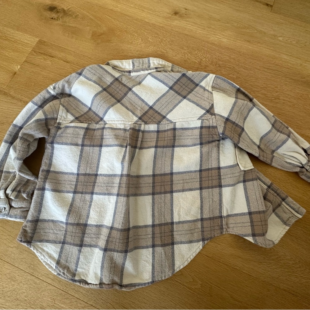 Zara Kids Plaid Shirt in Cream and Brown